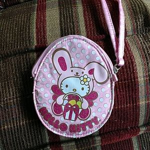 New Hello Kitty Easter Bunny Pink Glitter Wristlet